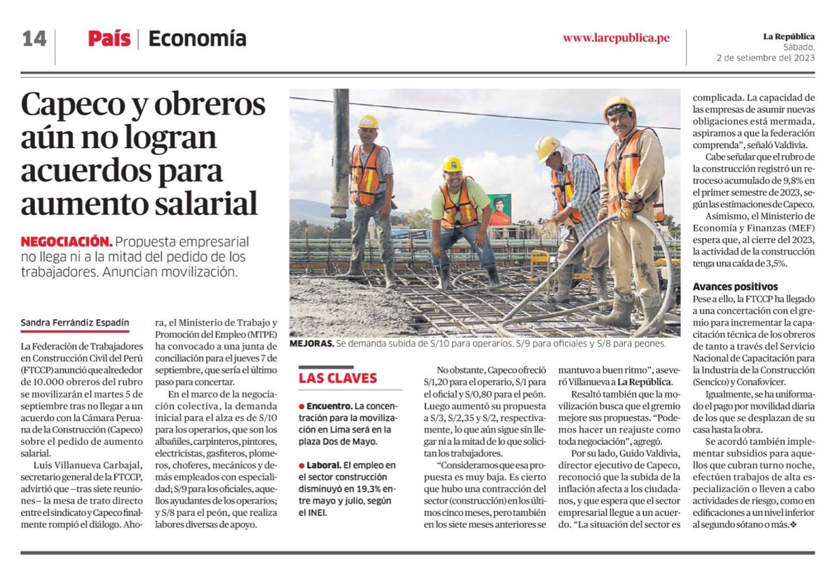 FTCCP's tweet image. Los obreros en construcción civil nos movilizamos este 5 de setiembre porque la propuesta de Capeco no cubre las necesidades de los trabajadores debido al alza del costo de vida.
#5set #ftccp #NegociaciónColectiva #aumentosalarial #pliegonacionaldereclamos