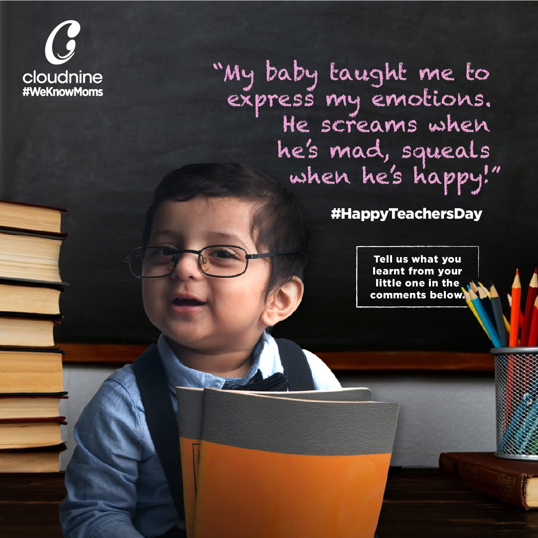 CloudnineCare's tweet photo. While a parents’ job is to impart knowledge to their child, sometimes they end up learning a lot from their child too.​
​
This Teachers’ Day, tell us about the little life lessons your little one taught you in the comments section below. ​

#teachersday #LittleLifeLessons https://t.co/NEKUujrdGk