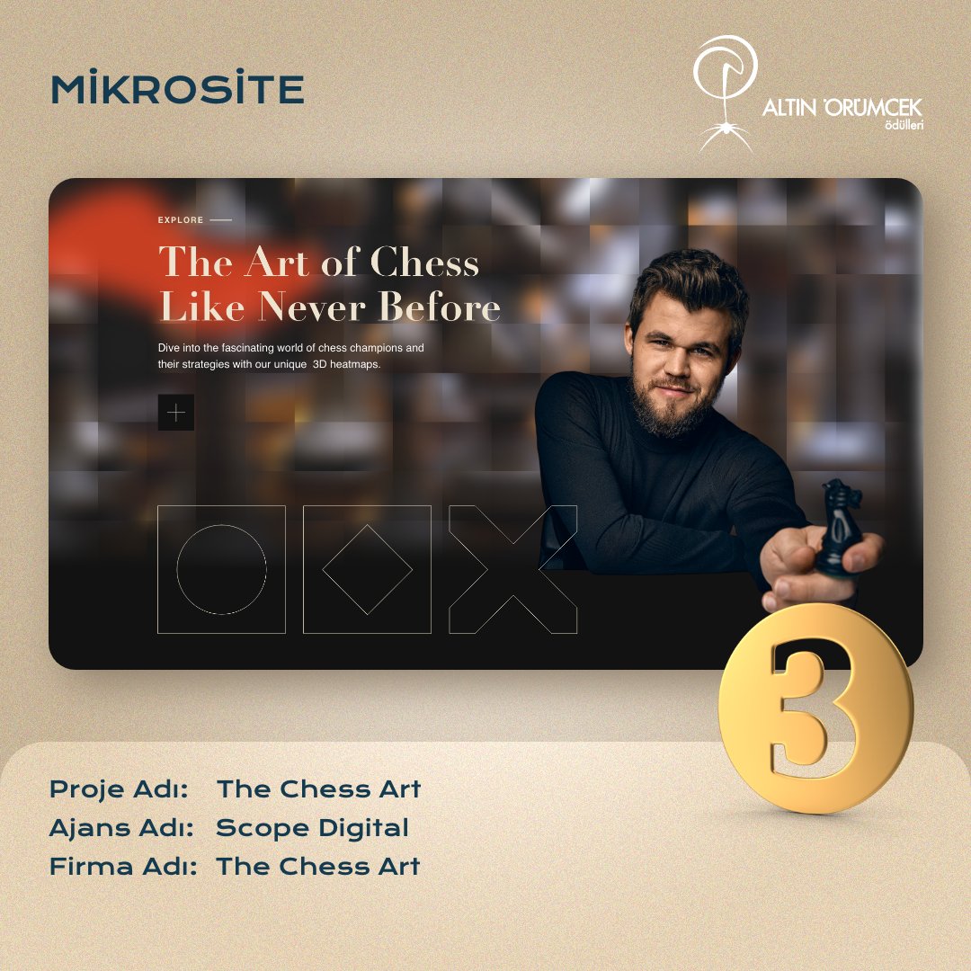 21. Altın Örümcek Ödülleri Web Sitesi - Mikrosite kategorisinde 3. olan proje: The Chess Art.
👏🏻 Tebrik ederiz @agencyscope 

#altinorumcek2023 #yapayağlar