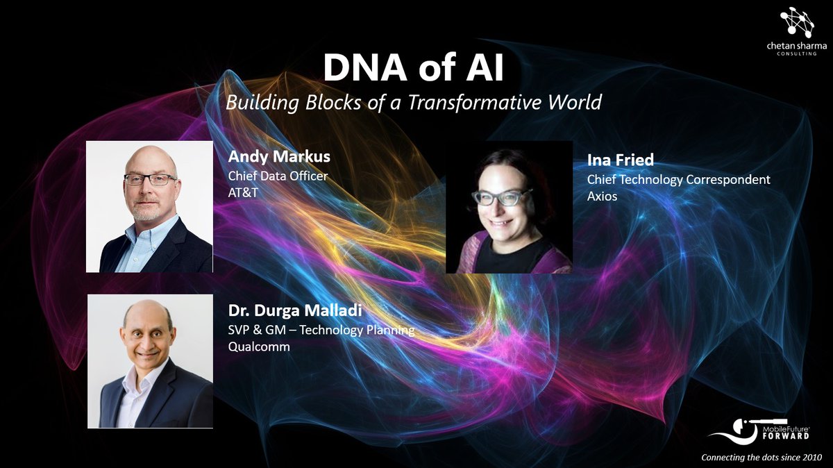 chetansharma's tweet photo. MFF23: DNA of AI: Building blocks of a transformative world with @InaFried, @Axios, @Durga_Malladi, @Qualcomm and Andy Markus, @ATT
#mobileff #quantumverse
https://t.co/mcyldrs2bb https://t.co/AVO97F35Af