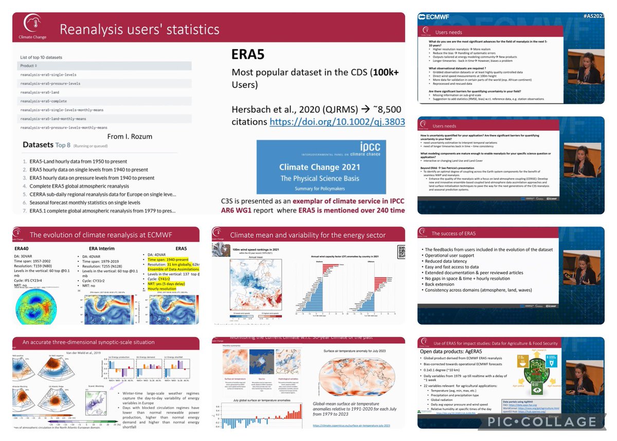 gpbalsamo's tweet photo. @ChiaraCagnazzo2 and @PRosnay at the @ECMWF #AS2023 showed how the #Climate services building on #ERA5 support a large number of sectors applications & #Research towards coupled #EarthSystem #Reanalysis (#ERA6) can further enhance the internal physical consistency of this dataset https://t.co/2lmJkJH3WQ
