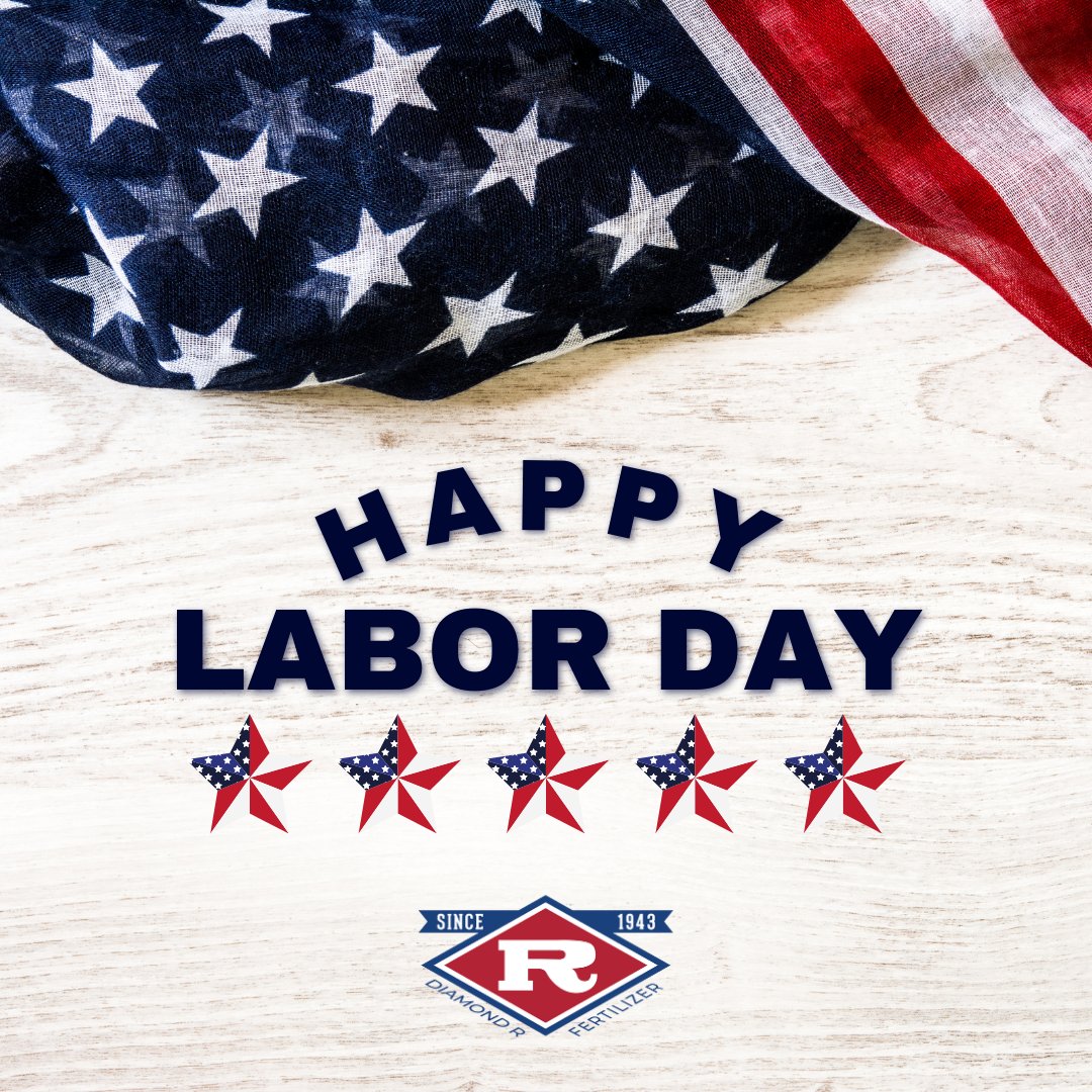 Diamond_R_Fert's tweet photo. 🚜 Happy Labor Day from all of us at Diamond R Fertilizer! To the farmers and growers who work tirelessly to keep Florida flourishing, today we honor you. Your hard work feeds and sustains us all, and we're proud to help you grow. 🌱

Remember, we're always here to support yo ... https://t.co/aBVBxTZ3DS
