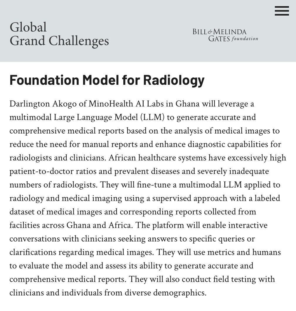 minoHealth's tweet photo. “It's finally official! 

MinoHealth AI Labs is one of the Grand Challenges’ “Catalyzing Equitable Artificial Intelligence (AI) Use” grants announced by the @gatesfoundation.  

Read more: https://t.co/3NIPqYExS1 https://t.co/E9Qt1UbALm