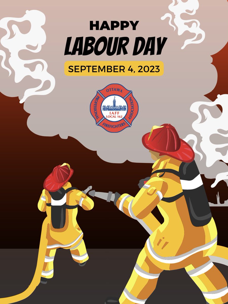 OPFFALocal_162's tweet photo. Happy Labour Day from Ottawa's Professional Firefighters.

Today we celebrate all the workers who make Canada a great place to live. Labour unions play a vital role in keeping them protected!

#CanLab #OttLab #IAFF #Solidarity
#UnionProud #UnionStrong https://t.co/k08rppJSFv