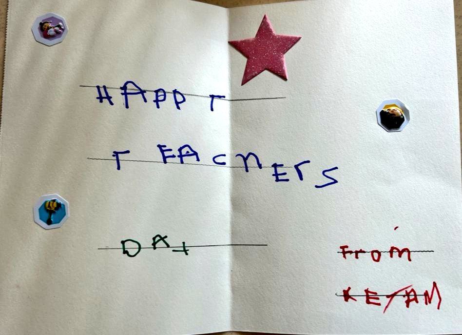 craftyoptimism's tweet photo. Happy Teacher's Day.....
Not all superheroes wear capes. 
A tribute to all the superstars from my 4 year-old https://t.co/NhcBto14ne