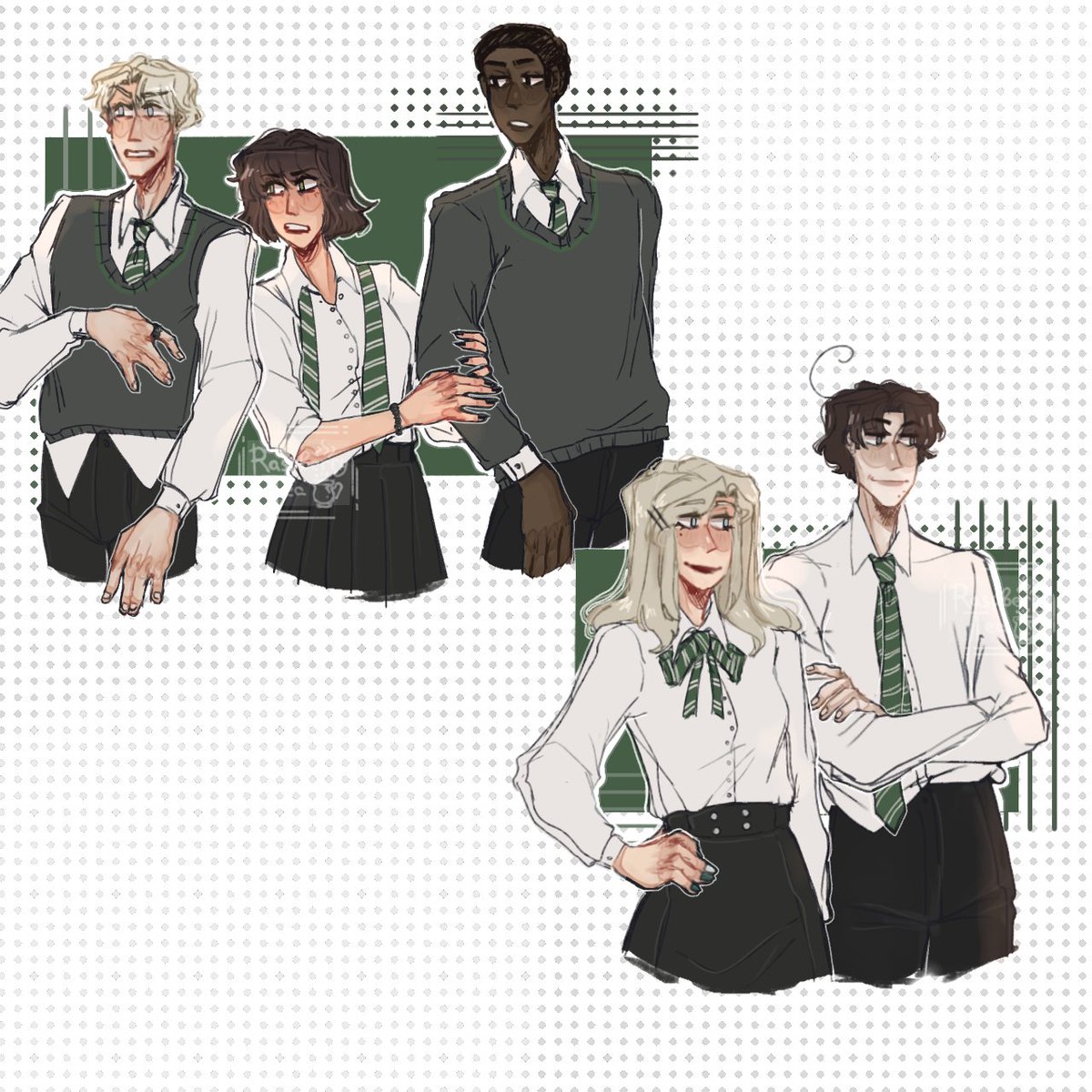 Ye, I decided to post here Harry Potter too 

#HarryPotter 
#HarryPotterfanart
#Slytherin
#DracoMalfoy #PansyParkinson #BlaiseZabini #DaphneGreengras #TheodoreNott #TheoNott