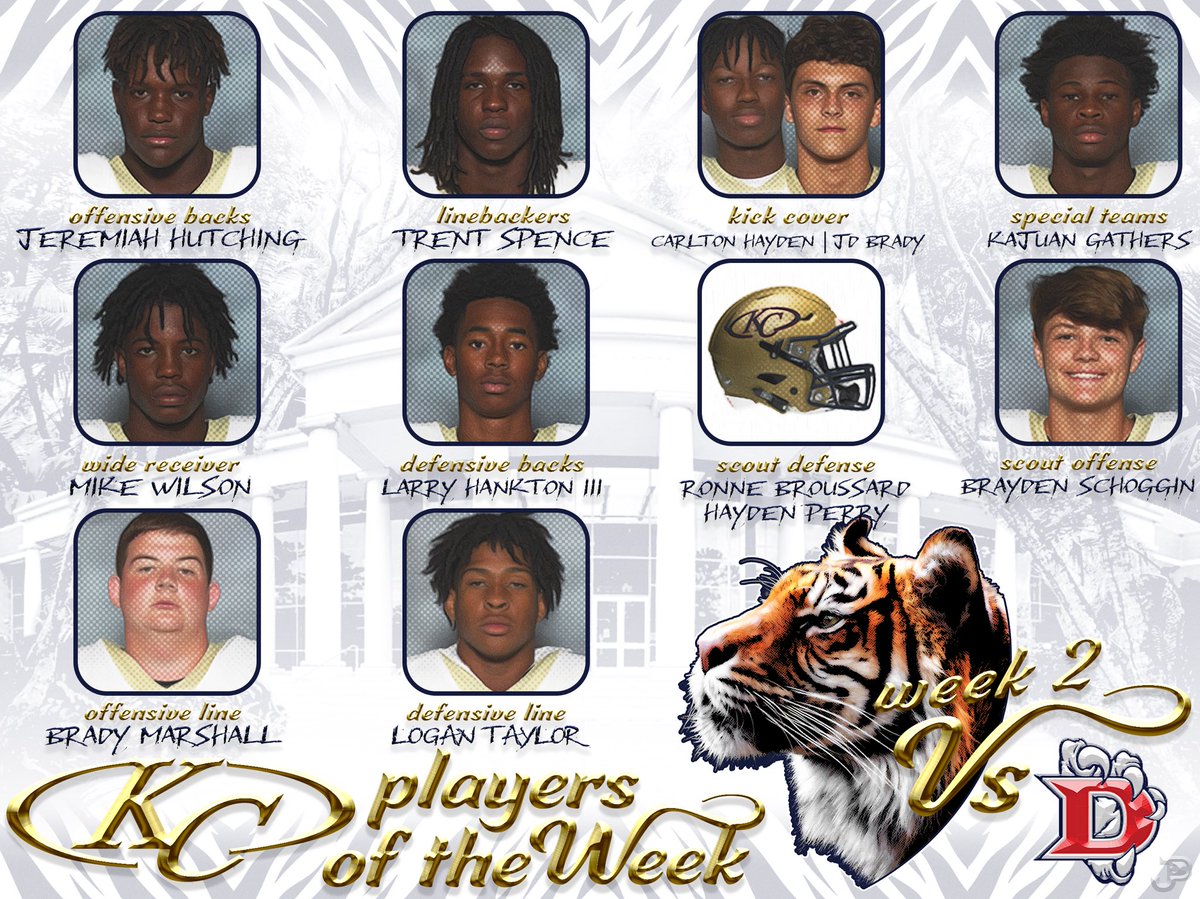 KCTigerFootball's tweet photo. Congrats to our players of the week versus Pearland Dawson! https://t.co/RK0Tehbbxf