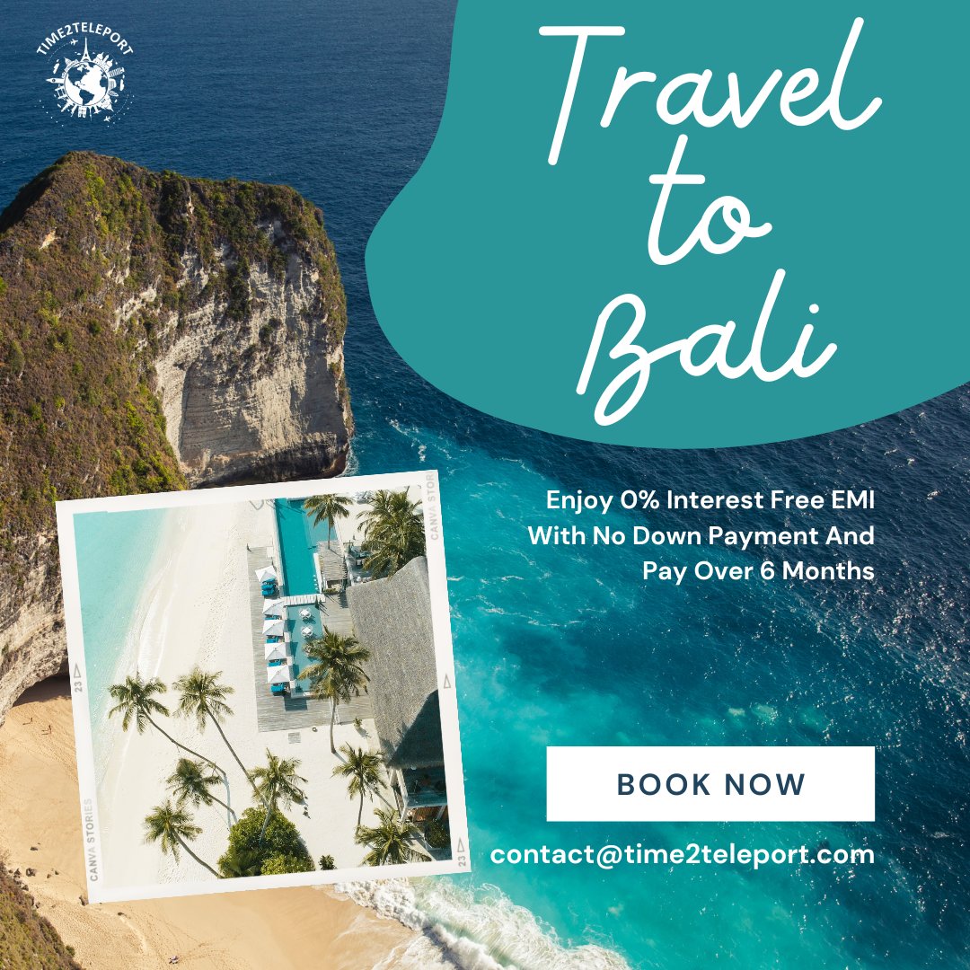 🏄‍♀️ Ride the waves, explore the temples, and soak in the Balinese charm! 🌞 Time2teleport brings you the chance to travel to Bali hassle-free with 0% Interest-Free EMI and no down payment. 🌊🌴

#Time2teleport #Bali #BaliDreams #BaliBound #NoStressTravel #BaliAdventures #Booknow