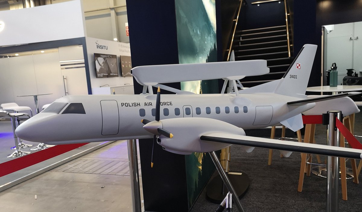 P_Militarny's tweet image. #MSPO2023 Samoloty wczesnego ostrzegania Saab 340 AEW już wkrótce w Polsce nie tylko w formie modelu.