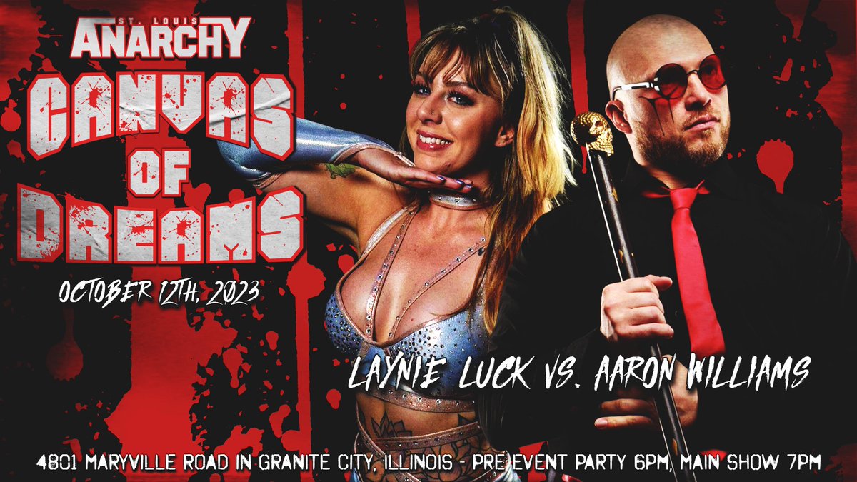 🚨 Match Announcement 🚨 She killed it against Billie Starkz at Circus Maximus, and now Laynie Luck steps in the ring against the Baddest Man Alive, Aaron Williams! 🎟 available at stlanarchy.com/tickets! #DoItForTheBrand #AnarchyAtmosphere