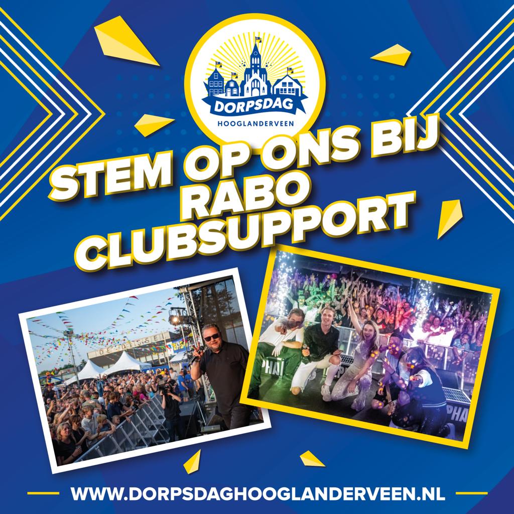 Heb je een betaalrekening bij de Rabobank? Vanaf vandaag kan je stemmen voor Dorpsdag Hooglanderveen tijdens ClubSupport. Hoe meer stemmen, hoe hoger de financiële bijdrage voor Dorpsdag 2024 vanuit Rabobank. 📷
Stemmen kan via Service -> Zelf Regelen -> Algemeen -> Lidmaatschap
