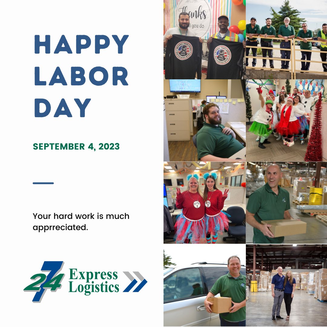 247Logistics_'s tweet photo. Happy Labor Day! 💪

Today we're celebrating our workforce and their dedication to excellence! From the warehouse floor to the front seat, each of our staff plays an integral part in delivering excellence to our clients! 

#HappyLaborDay #DeliveringExcellence #247ExpressLogistics https://t.co/48HgFPqFZE