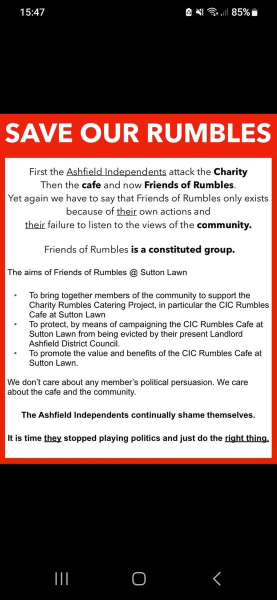 This is our response to <a href="/ADCAshfield/">Ashfield Council</a> and their rant to the <a href="/NottinghamPost/">Nottingham Post</a> regarding the Community campaign to....

#SaveOurRumbles

When they stop arguing the facts and start making personal attacks, that is the sign that they are very much losing the argument.