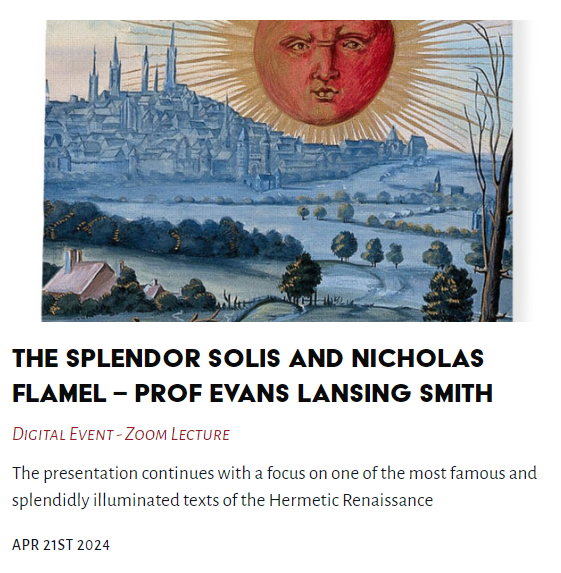 Tonight's Lecture - The Splendor Solis and Nicholas Flamel - Prof Evans Lansing Smith #SplendorSolis #NicholasFlamel #EvansLansingSmith @TheLastTuesdayS thelasttuesdaysociety.org/event/the-sple…