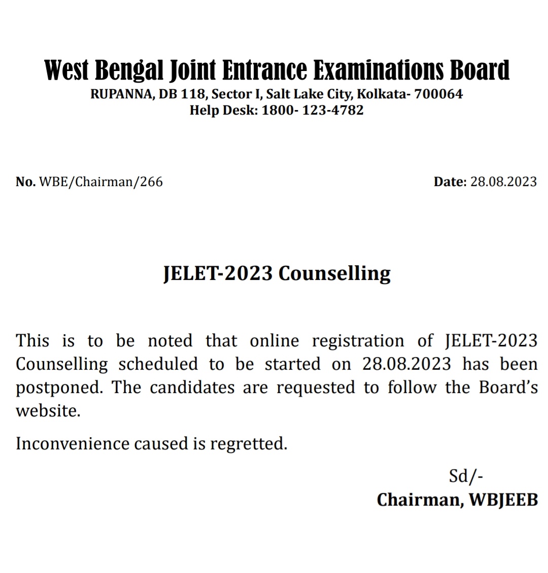 Debditya007's tweet photo. #JELET2023 candidates finally saw a glimmer of hope when the counselling and admission timetable was released on 22nd September. However, on September 28th, the scheduled start date for registration, a second notice was issued late in the evening. (1/3).... https://t.co/qnfRpnFqty