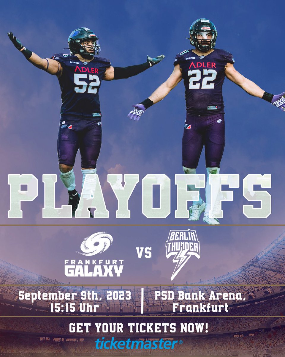 Not done yet.
One more game in the purple hell, let’s make it count. 😈🔥

🚨GAMEWEEK 15🚨

🆚 @BER_Thunder 
🗓️ 09.09.23 
⏰ 15:15 Uhr
📍PSD Bank Arena, Frankfurt
🎟️ Grab your Tickets through the link in our Bio and Story! 
#FrankfurtGalaxy #PurpleFamily #WeekFifteen