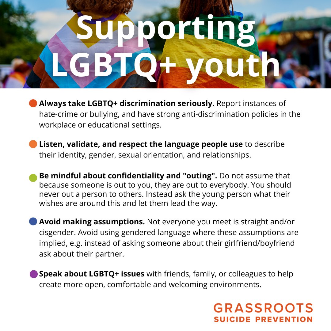 LGBTQ youth are not inherently prone to suicide risk because of their sexual orientation or gender identity. Instead, they are placed at higher risk because of how they are mistreated and stigmatised in society.

Below are small ways we can be allies to the LGBTQ+ community.❤️