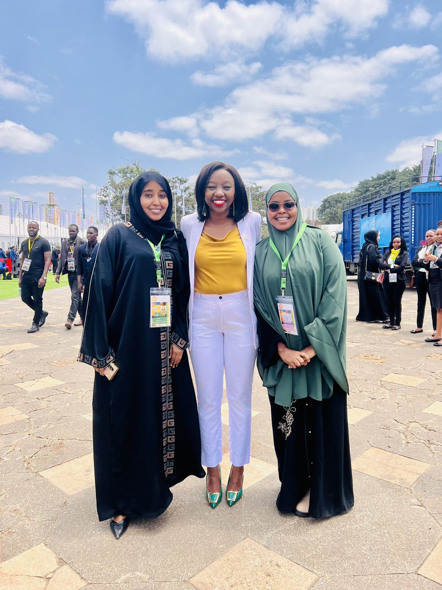 HusseinMedinah's tweet photo. Attending the @AfClimateSummit  under the theme driving great growth and climate finance solution for Africa and the world!
Good to have a catch up with the first daughter who is so passionate about climate action and youth empowerment! @charlruto @mohamed_fardosa #ACS2023 https://t.co/s0CCB4bFv4