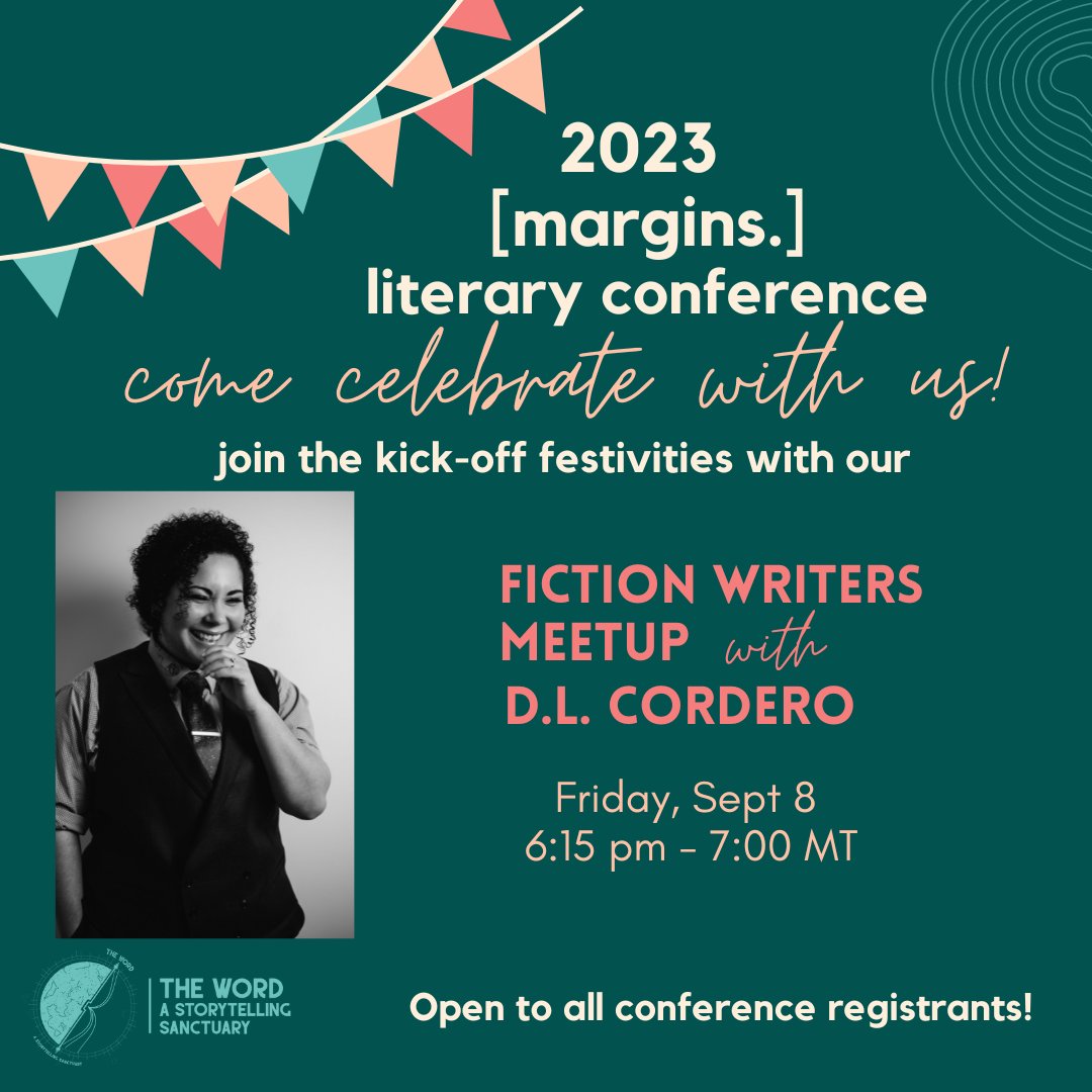 #margins2023 literary conference presents "Fiction Writers Meetup" with <a href="/dlcorderowrites/">dlcordero</a> on 9/8 at 6:15pm MT. Register: buff.ly/3sQHlKH