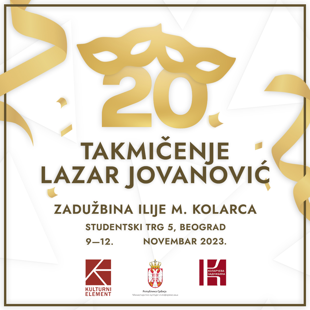 Takmicenje's tweet photo. Sa ponosom najavljujemo 
20. Međunarodno takmičenje solo pevača "Lazar Jovanović" 
9-12. novembar 2023. 
Zadužbina Ilije M. Kolarca 
Prijave su otvorene! 
https://t.co/EWc6WvUDi0

#laza2023 #takmicenjelazarjovanovic #takmicenje #operafestival #opera #competition #singer #music https://t.co/KoUXcXn1L2