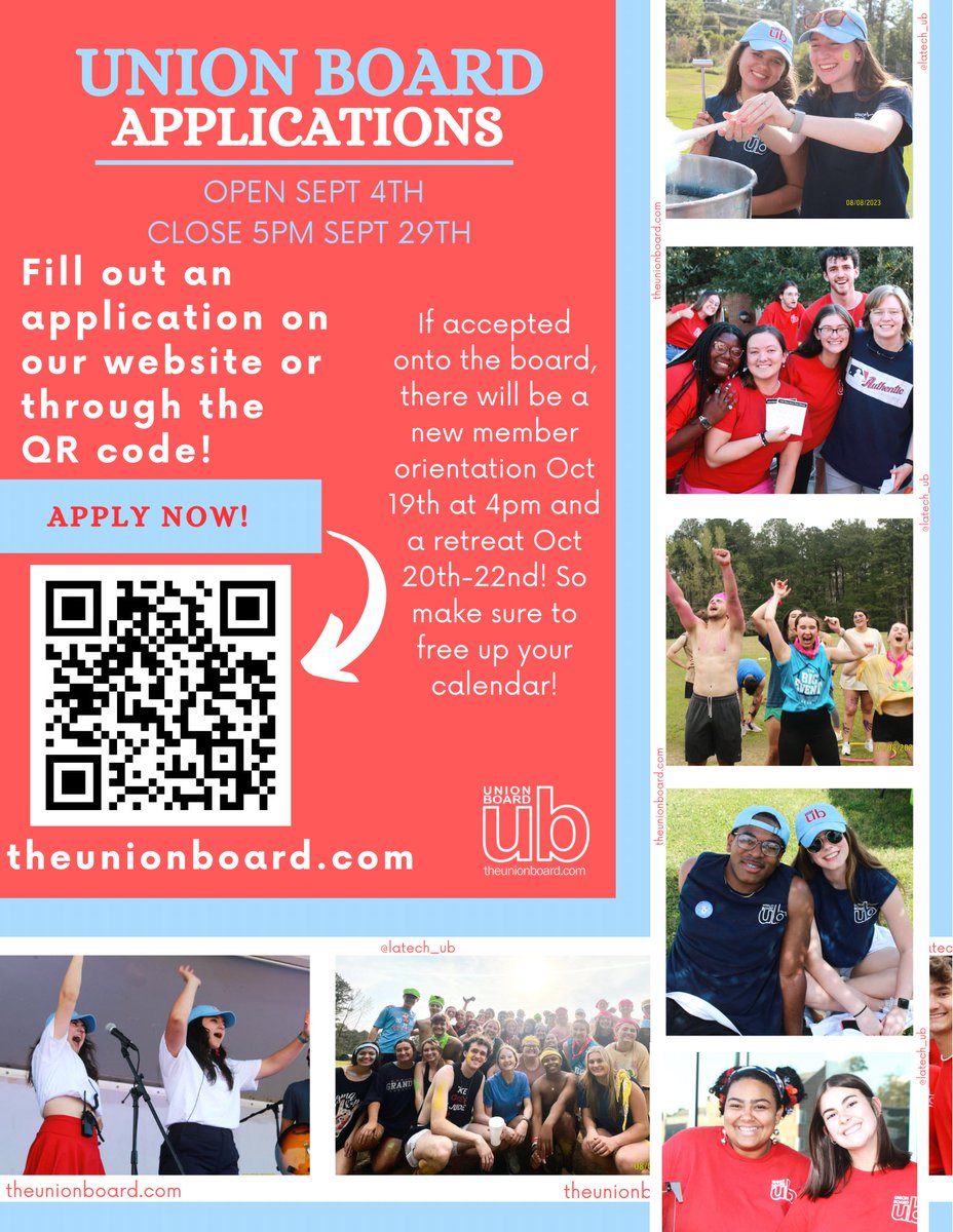 Applications are out right now! scan the QR code or go to our website to apply! Make sure to attend our welcome week events to get a taste of what being on the board is like!