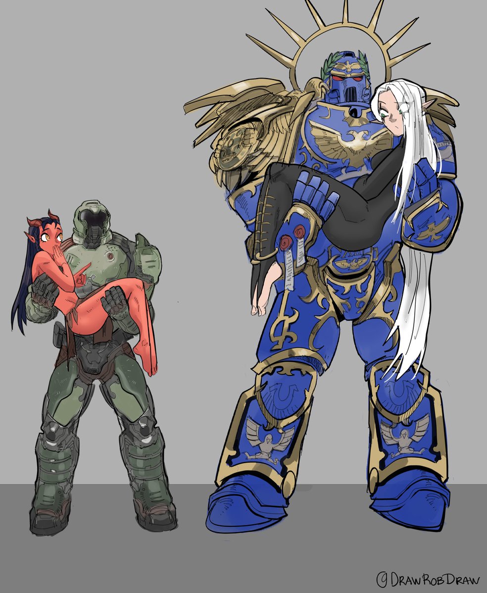 boomshootart's tweet photo. They're wondering if in the grim darkness of the future, there can be more than war.

#DemongirlOC is Dahlia, from my #Doom fanfic #DayOfWrath.
Art by @drawrobdraw

#doom2016 #doometernal #demongirl #oc #doomguy #doomslayer #warhammer40k #roboute #guilliman #yvraine #crossover https://t.co/UyKv72SLDI