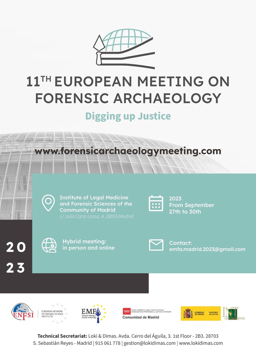 EMFA Madrid 2023 (@emfamadrid2023) on Twitter photo 📢📢📢Finally, we have 5 more places on site available! 😱😱
If you want to attend <a href="/EMFAMadrid2023/">EMFA Madrid 2023</a> in person, please send us an email with your full name and affiliation to 👉 emfa.madrid.2023@gmail.com.
🏃♀️Hurry up! There are only 5 places!💀
#forensicarchaeology 📢📢📢Finally, we have 5 more places on site available! 😱😱
If you want to attend <a href="/EMFAMadrid2023/">EMFA Madrid 2023</a> in person, please send us an email with your full name and affiliation to 👉 emfa.madrid.2023@gmail.com.
🏃♀️Hurry up! There are only 5 places!💀
#forensicarchaeology