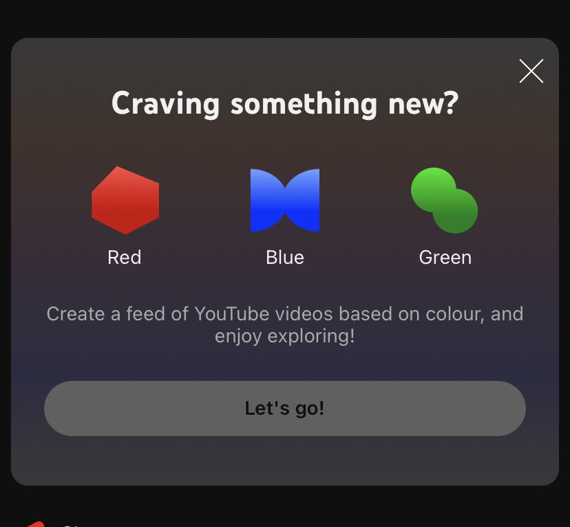 YouTube added a feature where you can discover new videos where the thumbnail features specific colours.