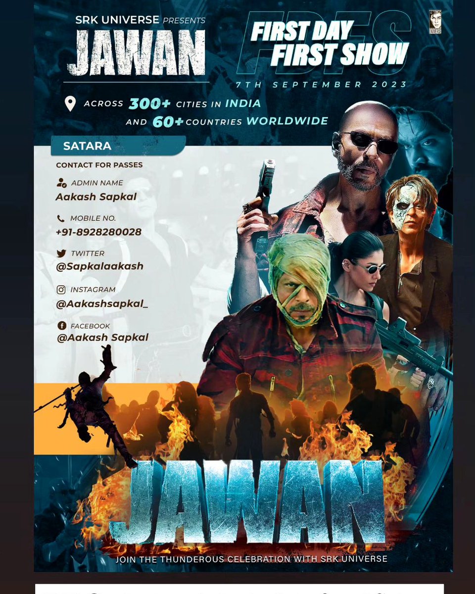 SRKFC_SATARA's tweet photo. DM us to get participation in #jawan #fdfs premier 🎥🎬

#JawanAdvanceBooking https://t.co/IX5juTSVcX
