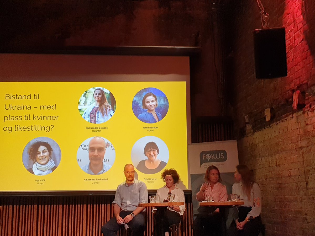 -Kvinner er ikke ofre, lammet av stress men aktive aktører i krigen i #Ukraina sier <a href="/OleksandraDein2/">Oleksandra Deineko</a>. -Kvinner deltar i akutt respons og må også ta del i gjenoppbyggingen av landet sier <a href="/JorunNossum/">Jorun Nossum</a>.