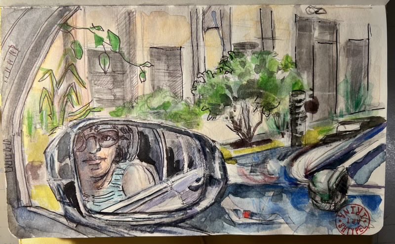 nikiraa's tweet image. Waiting in the parking lot.#sketch #mixedmedia #iDraw #watercolor #ink #ArtistonTwitter