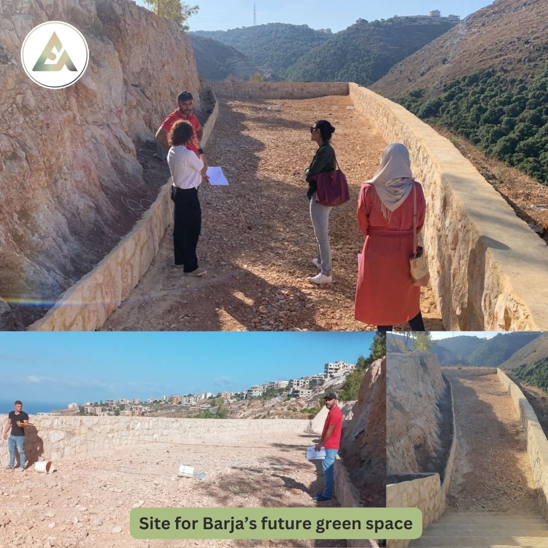 EnvironmentAcad's tweet photo. Progress is underway in Barja, where the local community team is designing a green space for inhabitants to enjoy and catch a break from pollution. Last week, the Barja team met up with the supplier for the stone wall and worked on finalizing the design for the softscape. https://t.co/V9zp0sIi2o