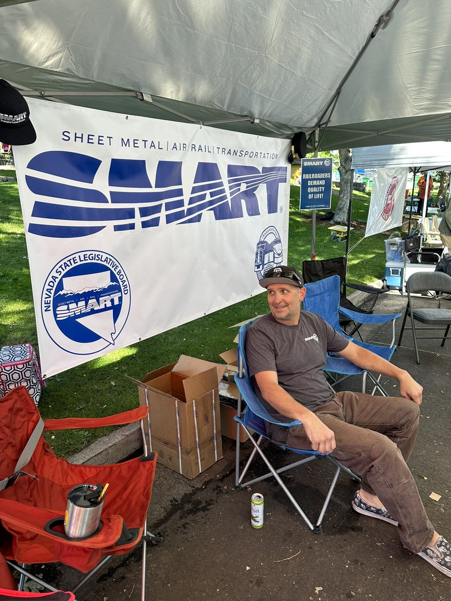 jtdoering's tweet photo. 🚂 Labor Day in Reno with @smartnvslb!

Today, as we gather at #LaborFest in Reno, NV, we are reminded of the tireless dedication of our rail workers. Each track laid, each mile traveled, each moment spent away from loved ones – it’s all a testament to the commitment of our union members.

From the days of steam to the future of high-speed rail, SMART-TD has been and will always be at the forefront of progress. We’re not just moving trains; we’re moving nations.

Happy #LaborDay to all! Here’s to the strength, unity, and resilience of every member. #1u ✊