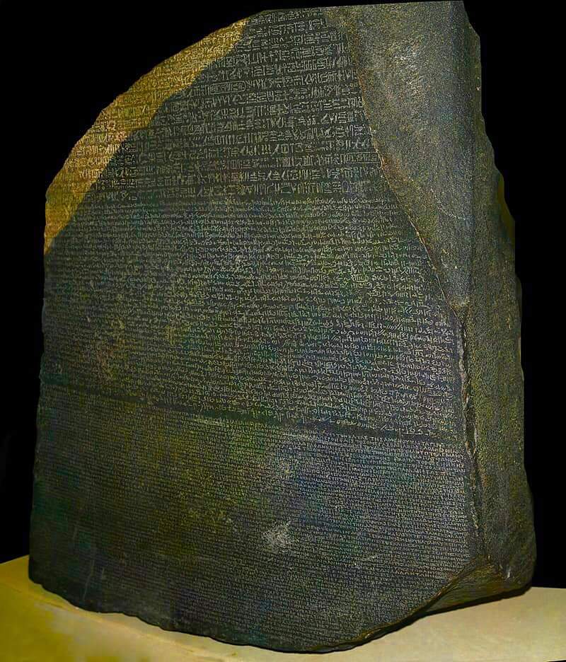 Rosetta Stone (196 BC), Memphis, Egypt. Rosetta Stone; one of most important discoveries from ancient world. French soldiers participating in Napoleon’s Egyptian campaign found it in 1799 CE, along Nile River. Message on stone is relatively unremarkable, but it’s written in…