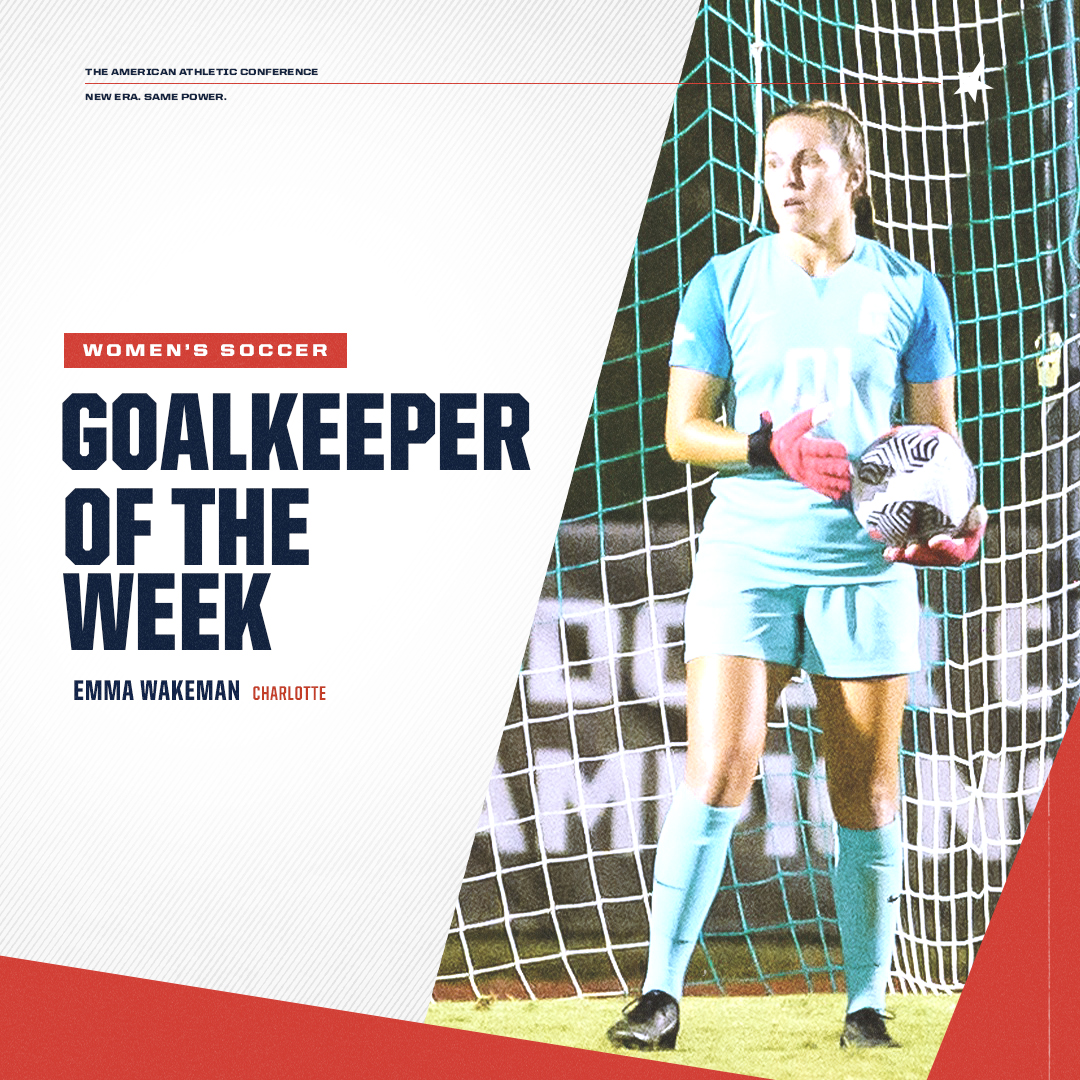 The American (@american_conf) on Twitter photo ⚽️ 𝐆𝐨𝐚𝐥𝐤𝐞𝐞𝐩𝐞𝐫 𝐎𝐟 𝐓𝐡𝐞 𝐖𝐞𝐞𝐤 ⚽️
Emma Wakeman x <a href="/CharlotteWSoc/">Charlotte Women's Soccer</a> 
#AmericanWSOC ⚽️ 𝐆𝐨𝐚𝐥𝐤𝐞𝐞𝐩𝐞𝐫 𝐎𝐟 𝐓𝐡𝐞 𝐖𝐞𝐞𝐤 ⚽️
Emma Wakeman x <a href="/CharlotteWSoc/">Charlotte Women's Soccer</a> 
#AmericanWSOC