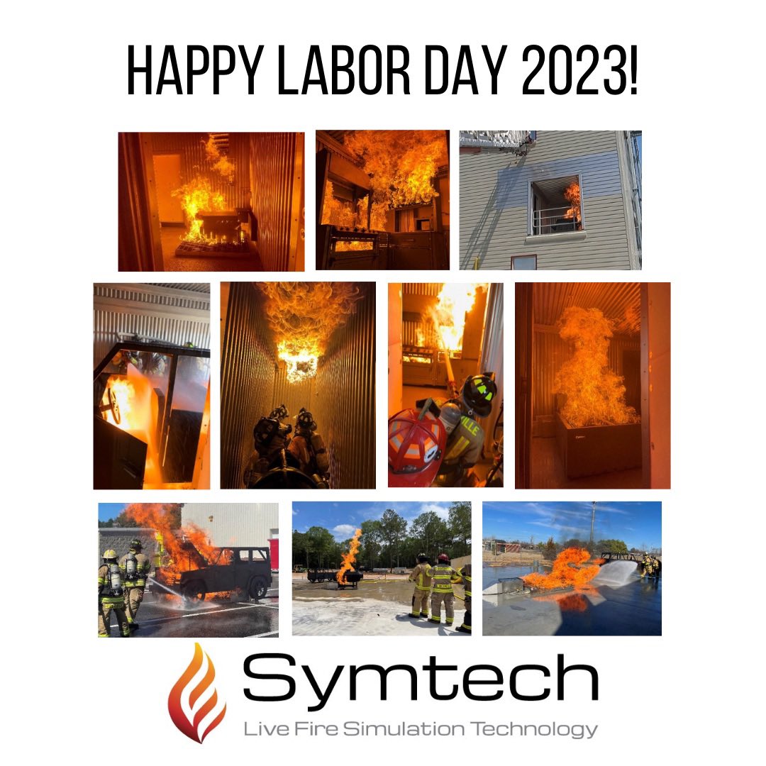 Our labor is one of Passion, Integrity, and Importance. We are thankful for our incredibly hard-working team members and we wish everyone a Safe and Happy Labor Day 2023! #laborday2023 #livefiretraining #gasfiredprops #laboroflove #symtechfire