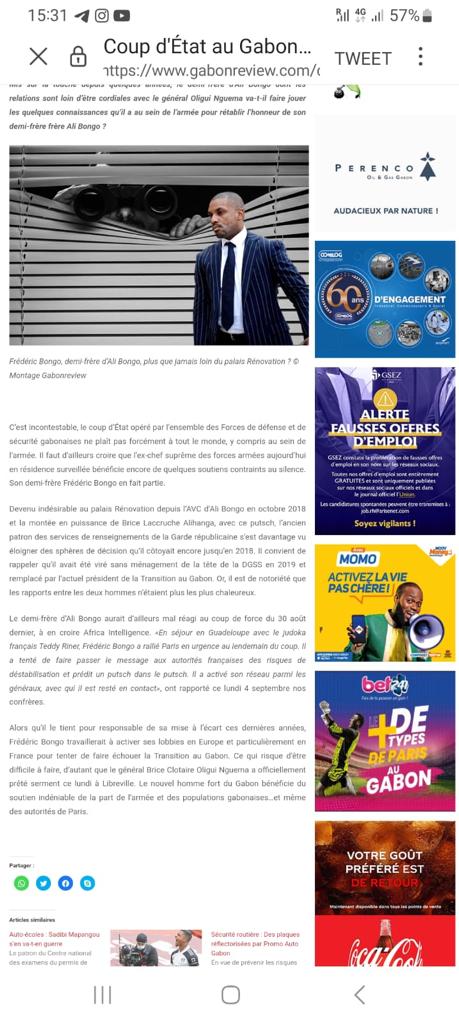 Cosa76's tweet photo. 🔴 D'après des personnes très bien renseignées Frédéric Lecoq Bongo "frère" de l'ex criminel dictateur Ali Bongo #Gabon serait en France pour essayer de trouver les moyens de faire un coup d'état contre la Transition, les autorisés françaises devraient l'extrader ->Libreville https://t.co/k1oW6UC4cP