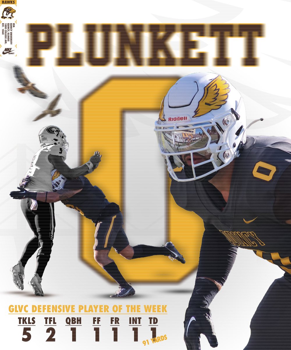 QUHawksFootball's tweet image. Agent 0 had a game!

Peyton Plunkett is your Week 1 GLVC Defensive Player of the Week!

#PEWAV #FFF #HOLDtheROPE