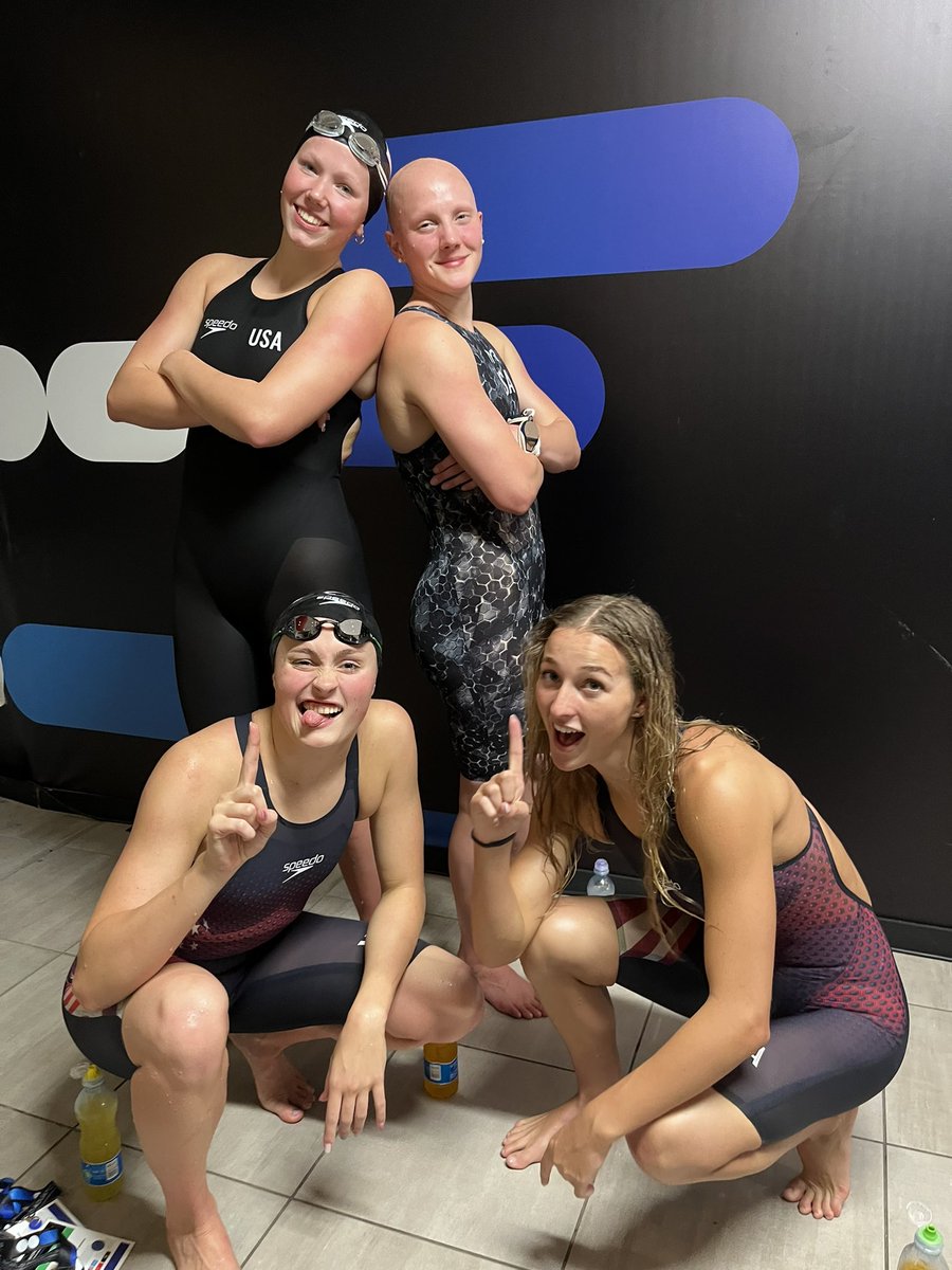 Women’s 4x2 team is on top of the world 💪🥇

🔹 Addison Sauickie (1:58.17)
🔹 Leah Hayes (1:57.86)
🔹 Lynsey Bowen (1:59.00)
🔹 Madi Mintenko (1:57.45)