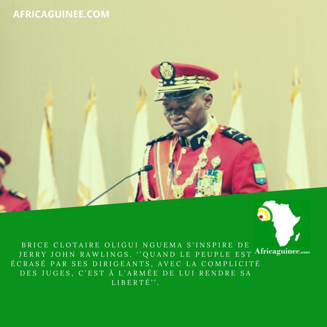 Africaguinee's tweet photo. 🎈Brice Clotaire Oligui Nguema s'inspire de Jerry John Rawlings👇🇬🇦
#Africaguinee
#GabonTransition https://t.co/BTmCDEG9d2