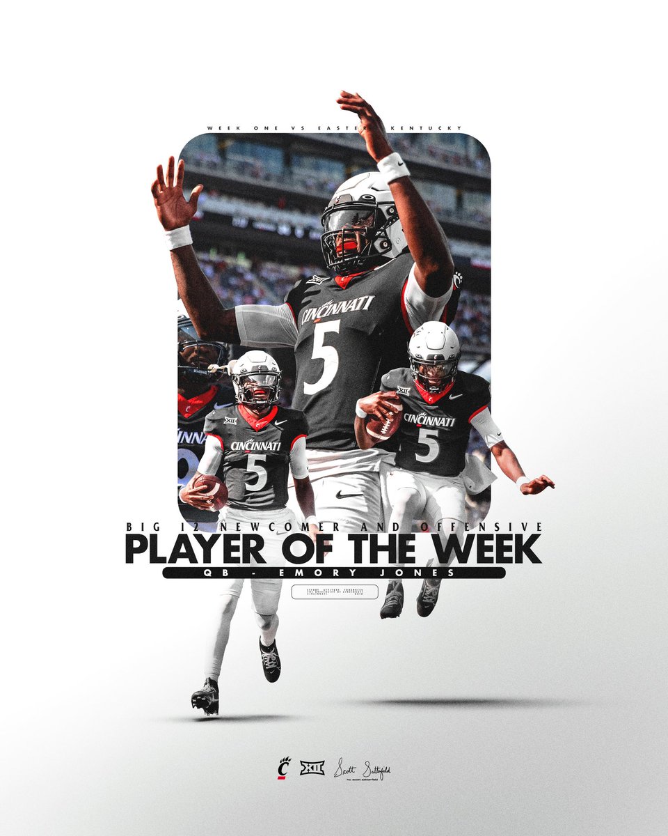 GoBearcatsFB's tweet photo. .@Big12Conference 🤝 @eXjones6 
𝐎𝐅𝐅𝐄𝐍𝐒𝐈𝐕𝐄 𝐏𝐋𝐀𝐘𝐄𝐑 𝐎𝐅 𝐓𝐇𝐄 𝐖𝐄𝐄𝐊✅
𝐍𝐄𝐖𝐂𝐎𝐌𝐄𝐑 𝐎𝐅 𝐓𝐇𝐄 𝐖𝐄𝐄𝐊✅
#Bearcats https://t.co/JAZQNFcsXo