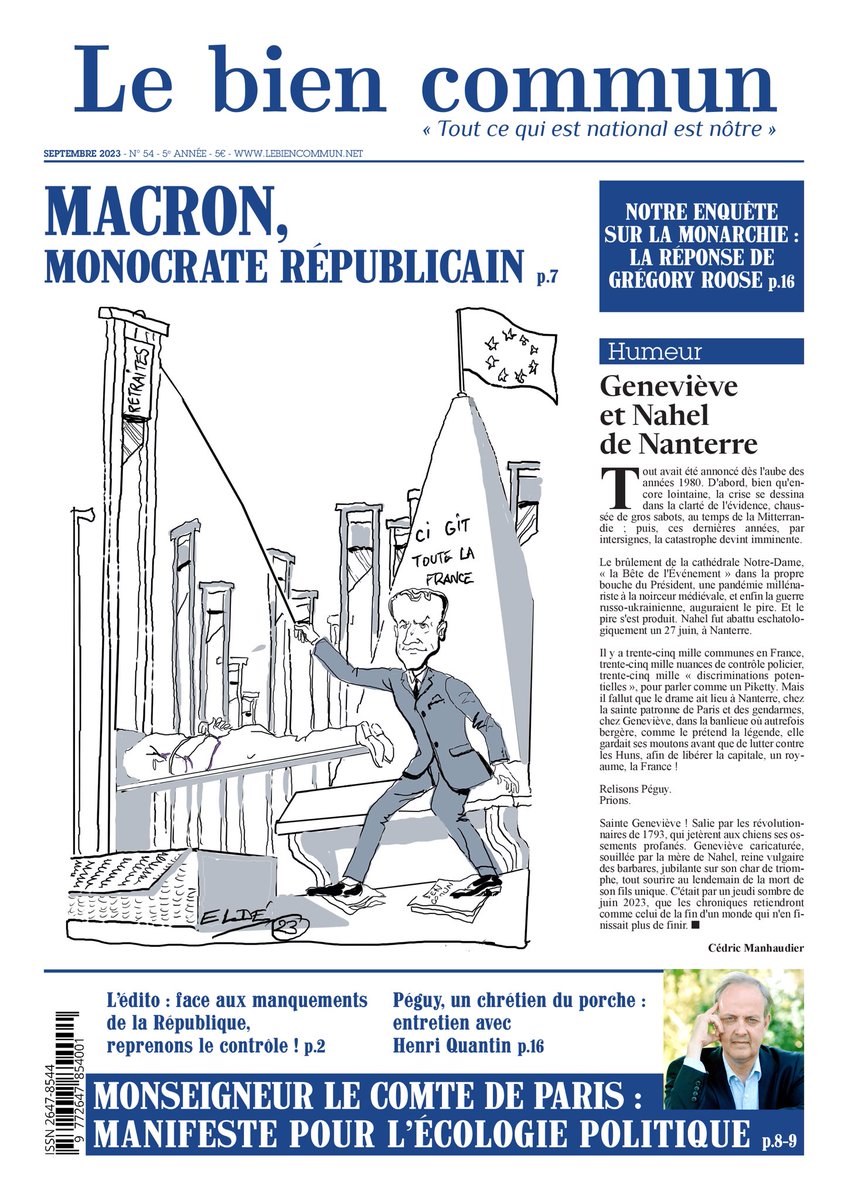 lebiencommun_af's tweet image. 🔥NOUVELLE FORMULE🔥 pour notre numéro de rentrée (septembre 2023) : un mensuel royaliste encore plus tourné vers l'actualité ! Commandez-le ici : lebiencommun.net/kiosque/le-bie…