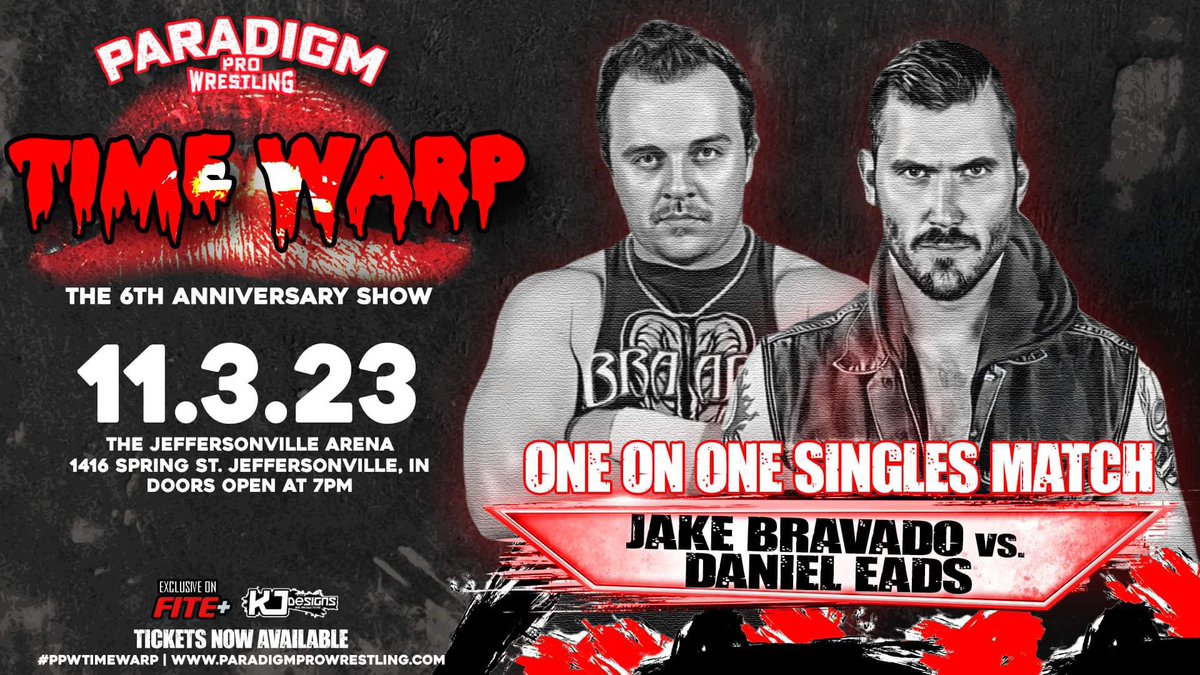 🚨 6th Anniversary Announcement 🚨 The inaugural Paradigm Champion, Daniel Eads, returns to PPW for the first time in 5 years to face one of our fastest rising roster members and a man he mentored… Daniel Eads vs Jake Bravado #PPWTimeWarp 1 Night Doubleheader 📅Friday,…