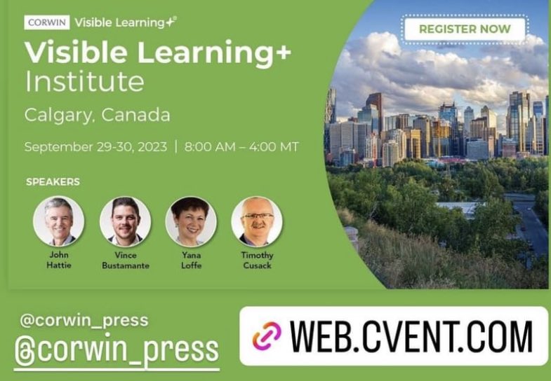 CusackTim's tweet photo. Looking for some great PD in September to start your school year? Why not join myself @john_hattie, @YanaIoffe, @VinceBusta and @domsmithRP for 2 days of engaging Visible Learning PD! Click here for more information:
https://t.co/DGA4LowrDS
#edchat #edcanada #teacherPD #CanEdu #corwin