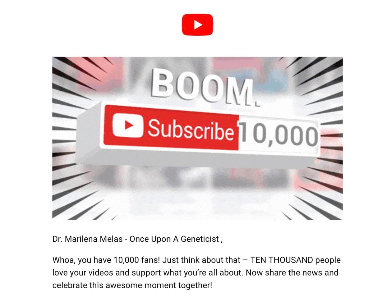 📢Μy #YouTube channel “Once Upon a Geneticist reached 10K subscribers! Thank you all! 🙏🧬🎉 <a href="/YouTube/">YouTube</a> #scicomm #science #geneticstalks #sciencecommunication 

Subscribe here ➡️ youtube.com/channel/UCJ8AZ…