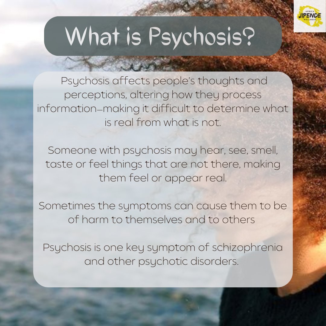 jipendewellness's tweet photo. Last month's topic of discussion was Psychosis. 

Psychosis affects people's thoughts and perceptions, altering how they process information-making it challenging to determine what is real from what is not.

#MentalHealthMonday #Jipende #AJW #Kenya #Psychosis https://t.co/XJChbKDgm9