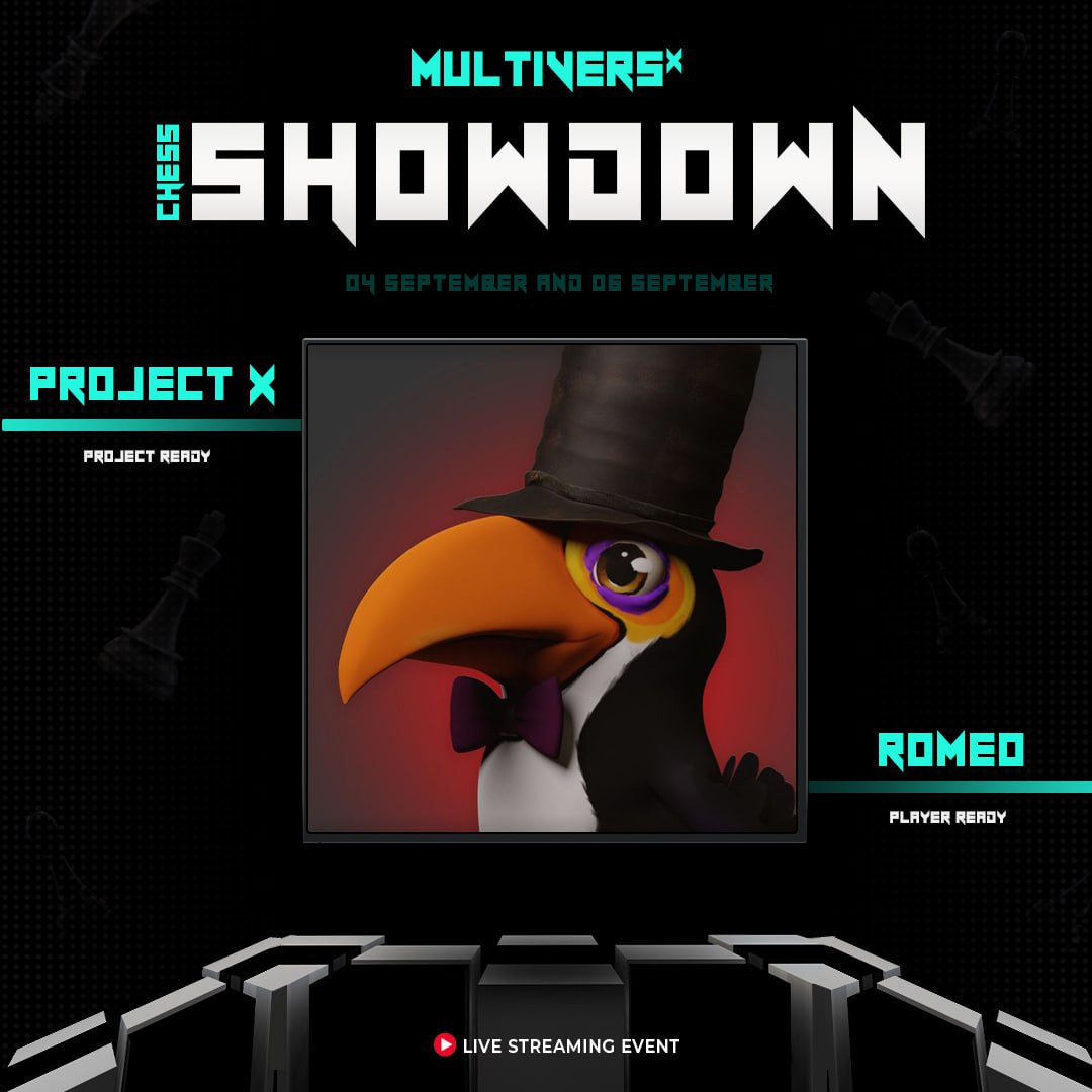 ProjectX_DAO's tweet photo. We are excited to participate in the @Web3_Arena Chess Showdown ♟

@RomeoNeata is representing X DAO in the builders battle, starting now.

See you on the 64 squares!
Livestream: https://t.co/xptpIHzcQS