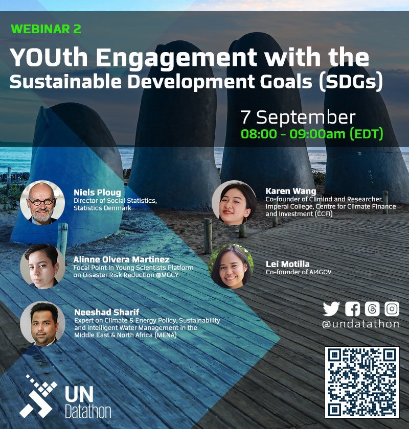 Join us on Thursday, 7 September 08:00-09:00 EDT for the #webinar “#YOUth Engagement with the #SDGs” in the run up to the #UNDatathon 2023.
 
Please register here to join the webinar;

teams.microsoft.com/registration/2…

#sdgs2030 #sdgsummit #unyouth #ai4good #YouthEmpowerment #mgcy