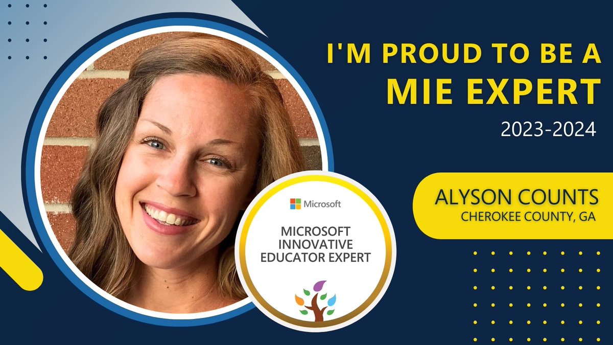 This year will be spectacular! So excited to be selected as an MIE Expert for 2023-2024 #MicrosoftEdu #MIEExpert."