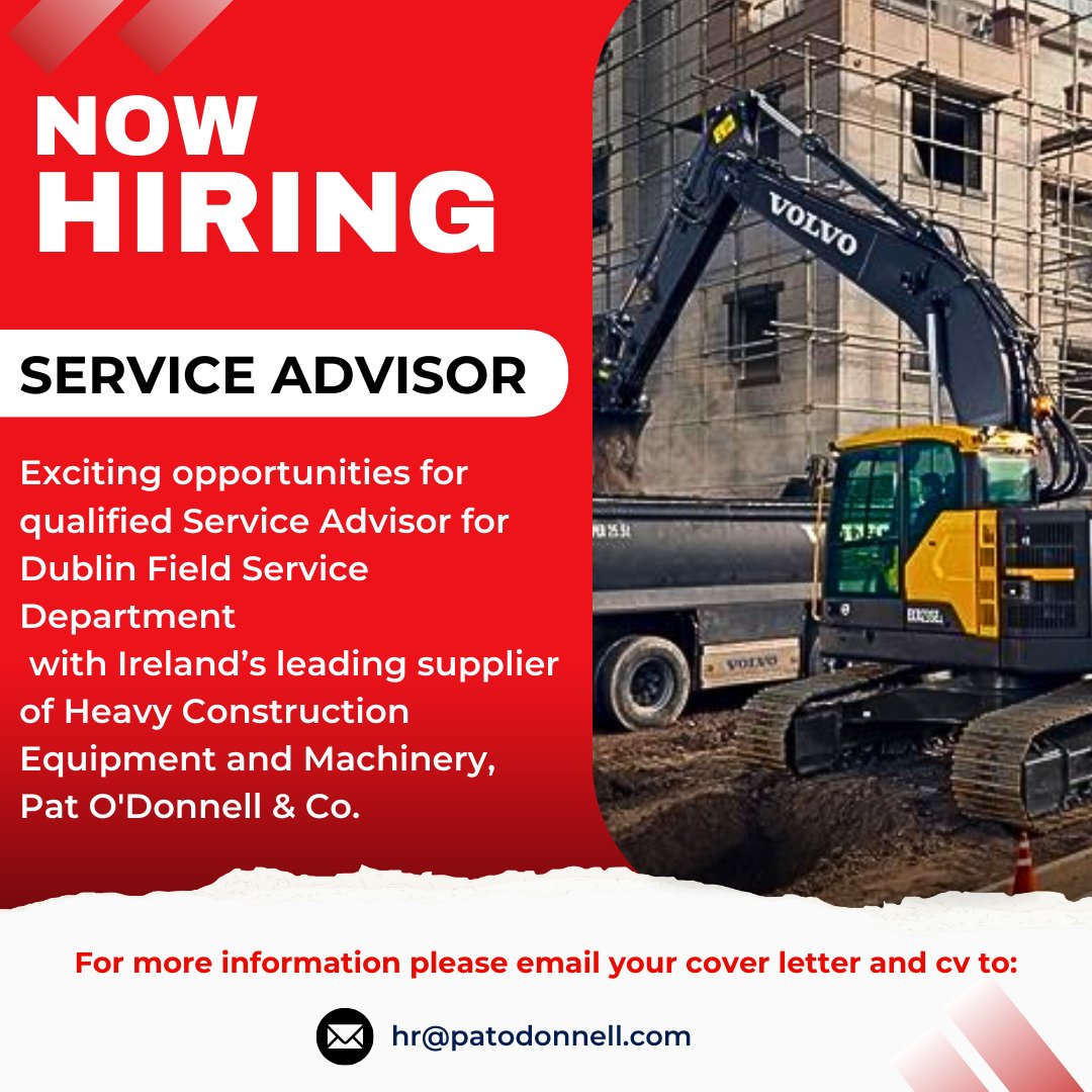 Pat O’Donnell & Co., are looking for a Service Advisor for Dublin Field Service Department.

Email your Cover letter & CV to hr@patodonnell.com

#jobvacancy #jobfairy #jobopportunity #hiring #hiringdublin #dublinjobs #healthsafety #trainee